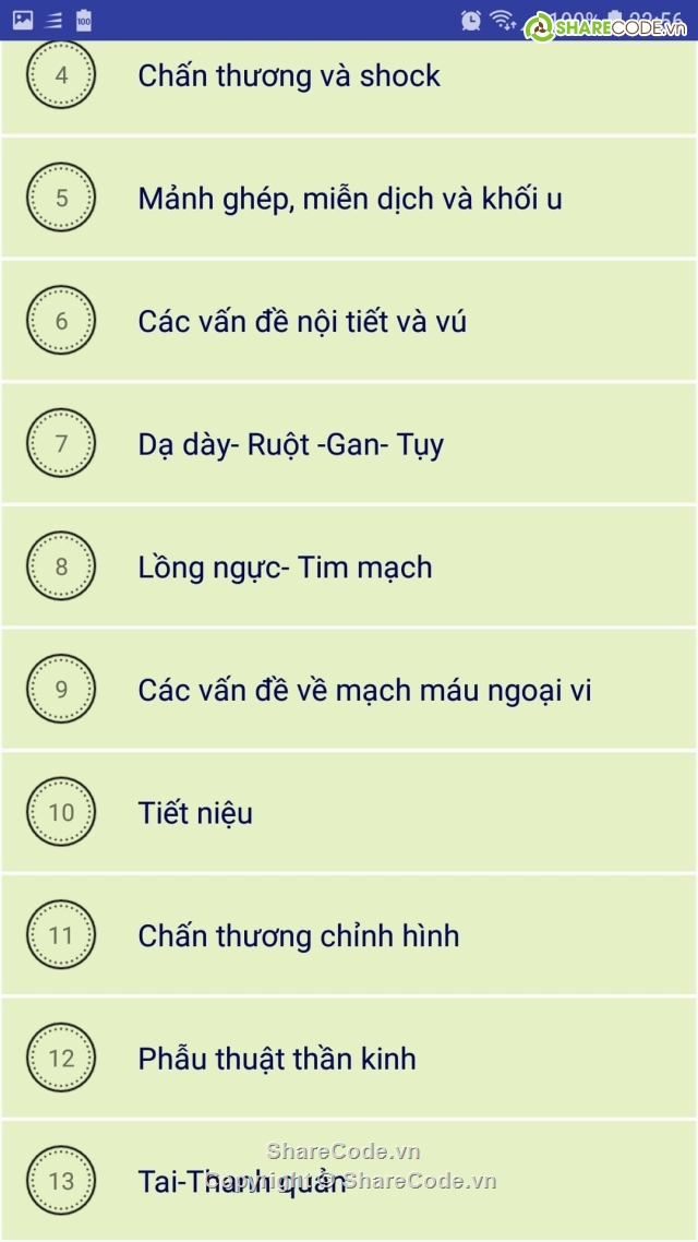 Ứng dụng Trắc Nghiệm môn Ngoại Khoa,trên android,giao diện đẹp,ngoại khoa,cấp cứu,y dược