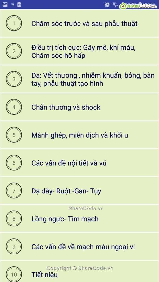 Ứng dụng Trắc Nghiệm môn Ngoại Khoa,trên android,giao diện đẹp,ngoại khoa,cấp cứu,y dược