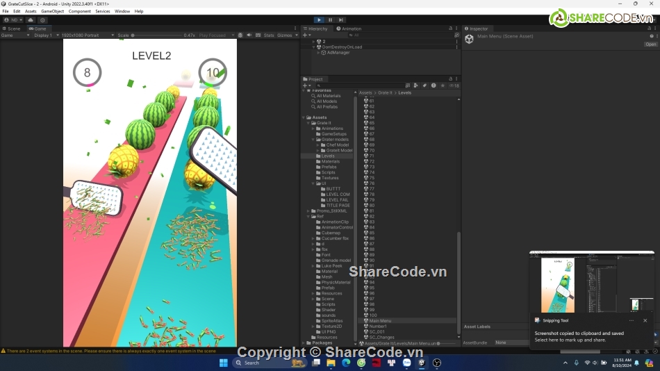 Unity Template,Game Cut it,Game,Unity,game adroid,source code game