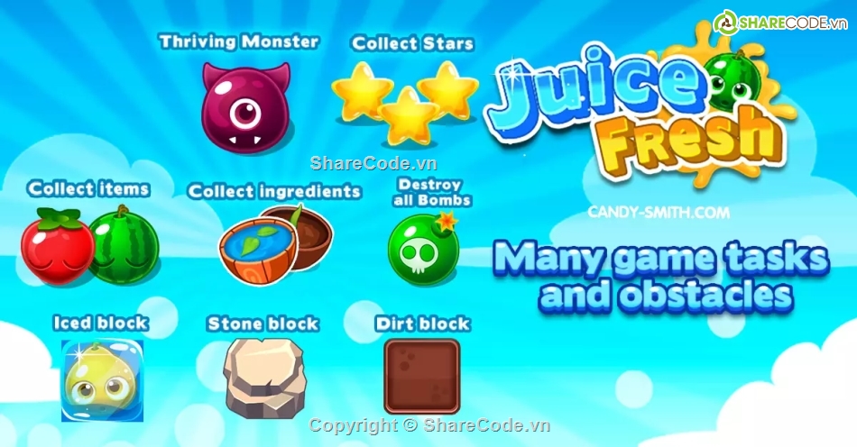 Juice Fresh,Match 3 Game Unity,Racing Game Unity,code game 15 puzzle,Hyper Casual Game Unity,match 3 source code