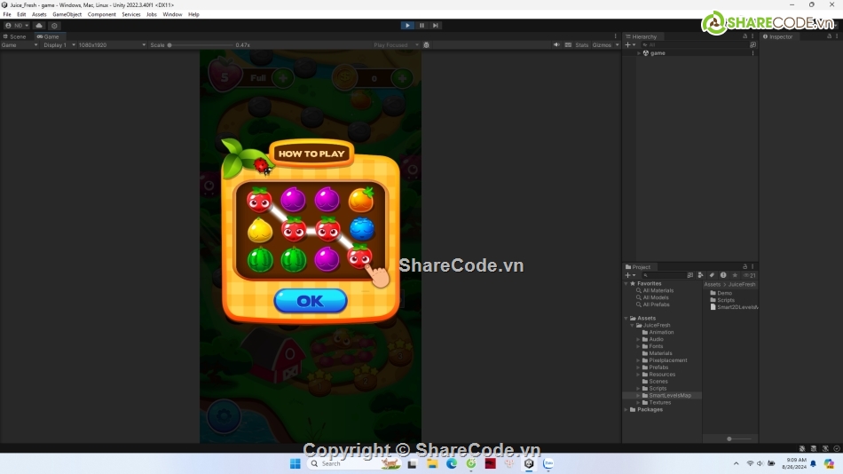 Juice Fresh,Match 3 Game Unity,Racing Game Unity,code game 15 puzzle,Hyper Casual Game Unity,match 3 source code