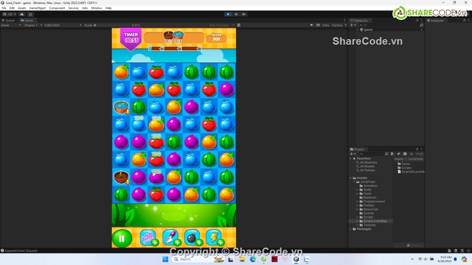 Juice Fresh,Match 3 Game Unity,Racing Game Unity,code game 15 puzzle,Hyper Casual Game Unity,match 3 source code