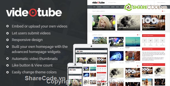 Responsive WordPress Theme,VideoTube,video theme,youtube,web xem phim,web chia sẻ video