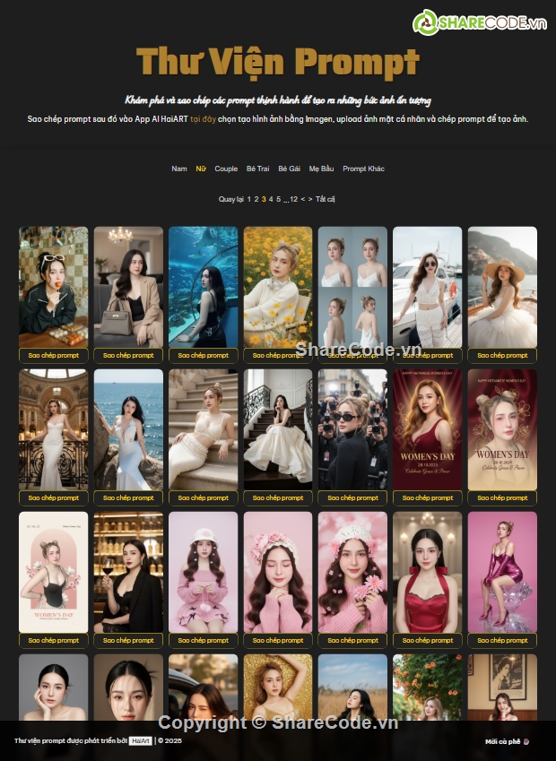 Web App Tạo Hình Ảnh AI Full HD Từ 1000+ Prompt Mẫ,App tạo ảnh AI FUll HD,Web app tao hinh anh bang AI,Web thư viện prompt mẫu,1000++ Prompt mẫu miễn phí