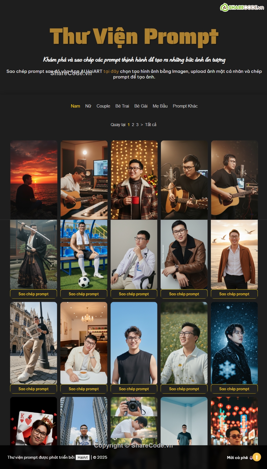 Web App Tạo Hình Ảnh AI Full HD Từ 1000+ Prompt Mẫ,App tạo ảnh AI FUll HD,Web app tao hinh anh bang AI,Web thư viện prompt mẫu,1000++ Prompt mẫu miễn phí