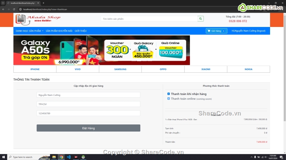 web bán hàng php thuần,web bán điện thoại php,web bán hàng mysql php thuần