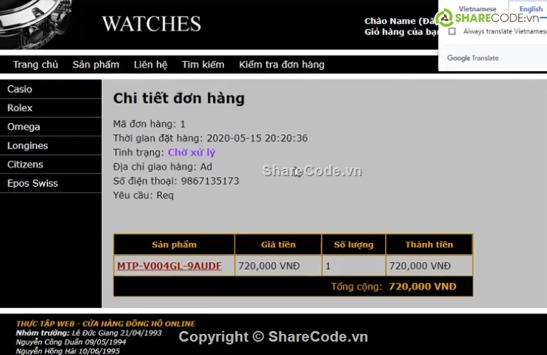 web bán đồng hồ,bán,web