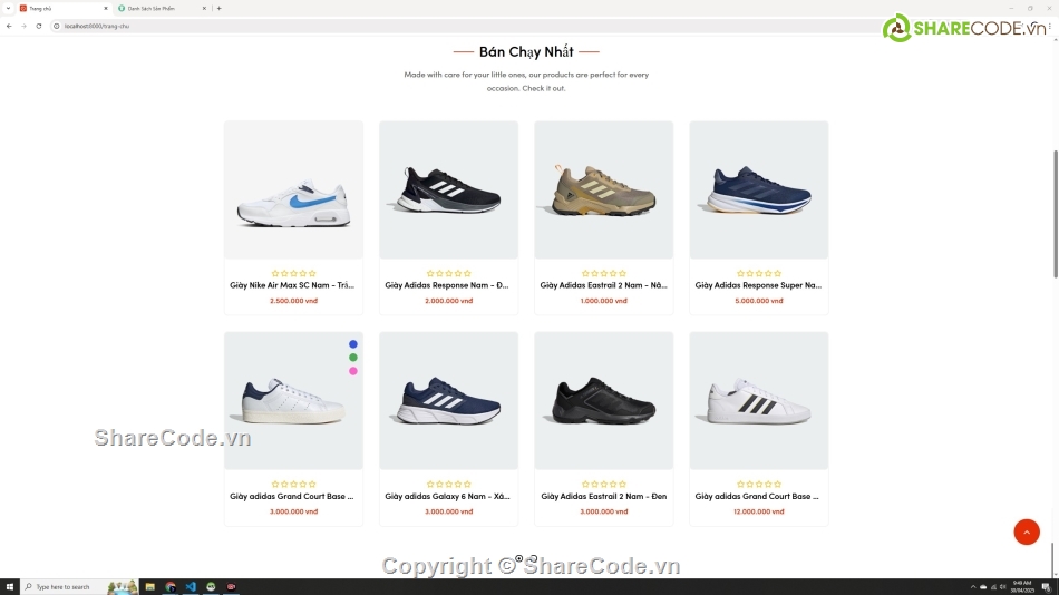 web bán giày,website php mysql,website ban hàng đẹp,đầy đủ chức năng