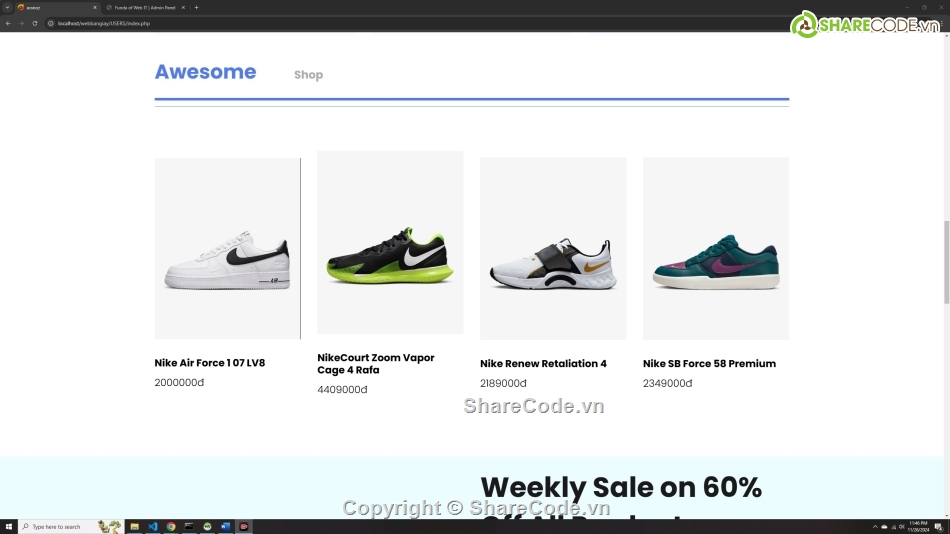 Web bán giày php mysql,web bán giày php thuần,web bán giày momo php mysql,đồ án web bán giày php giá rẻ