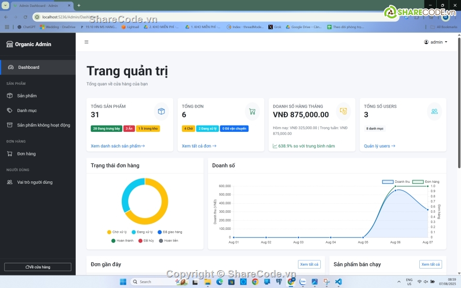 web bán rau củ quả,ASP.Net Core,PostgreSQL