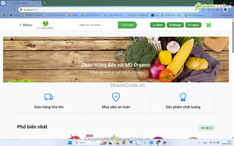 web bán rau củ quả,ASP.Net Core,PostgreSQL