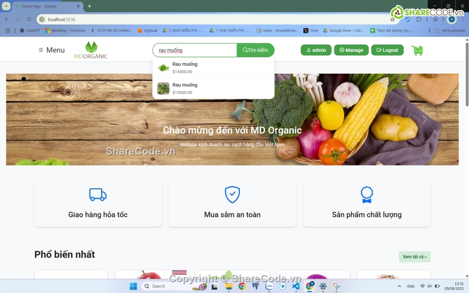 web bán rau củ quả,ASP.Net Core,PostgreSQL