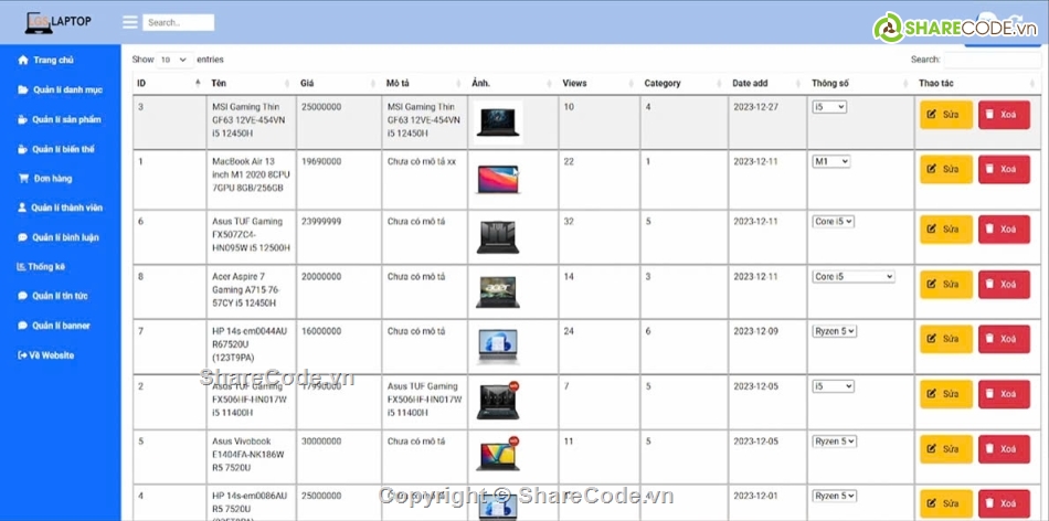 web bán laptop php,web bán laptop,dự án bán láp top