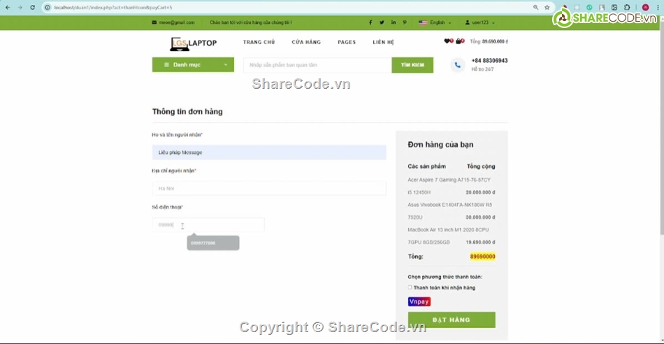 web bán laptop php,web bán laptop,dự án bán láp top