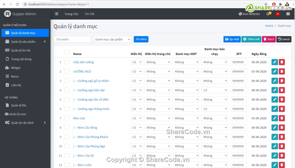 web bán hàng nội thất,bán hàng nội thất,Nội thất Laravel,web nội thất