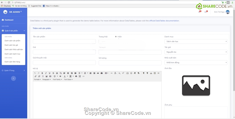 php thuần,đầy đủ chức năng,bán sách online,php bán sách