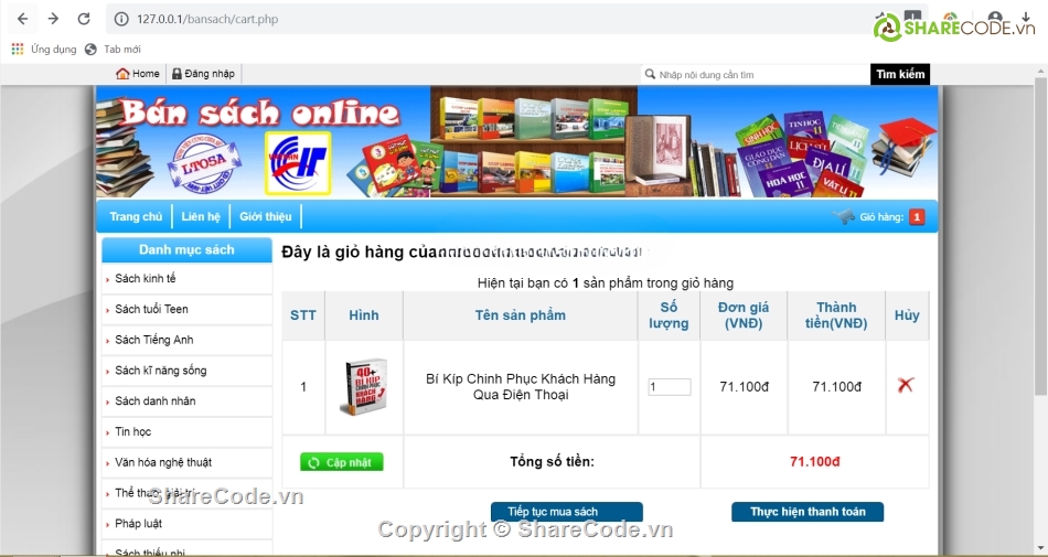php thuần,php bán sách,giao diện