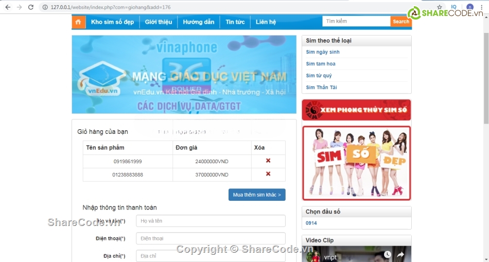 bán sim,php,giao diện,sim đẹp