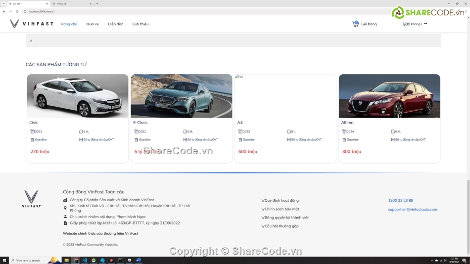 web bán xe,Sharecode php website bán xe,website php bán hàng