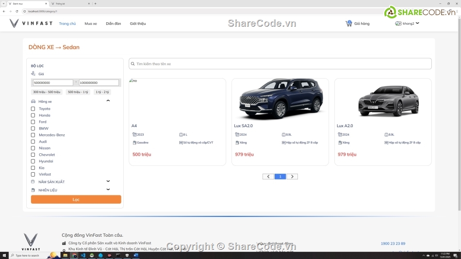 web bán xe,Sharecode php website bán xe,website php bán hàng