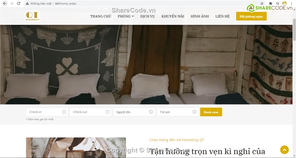 đặt phòng khách sạn,php thuần,full chức năng