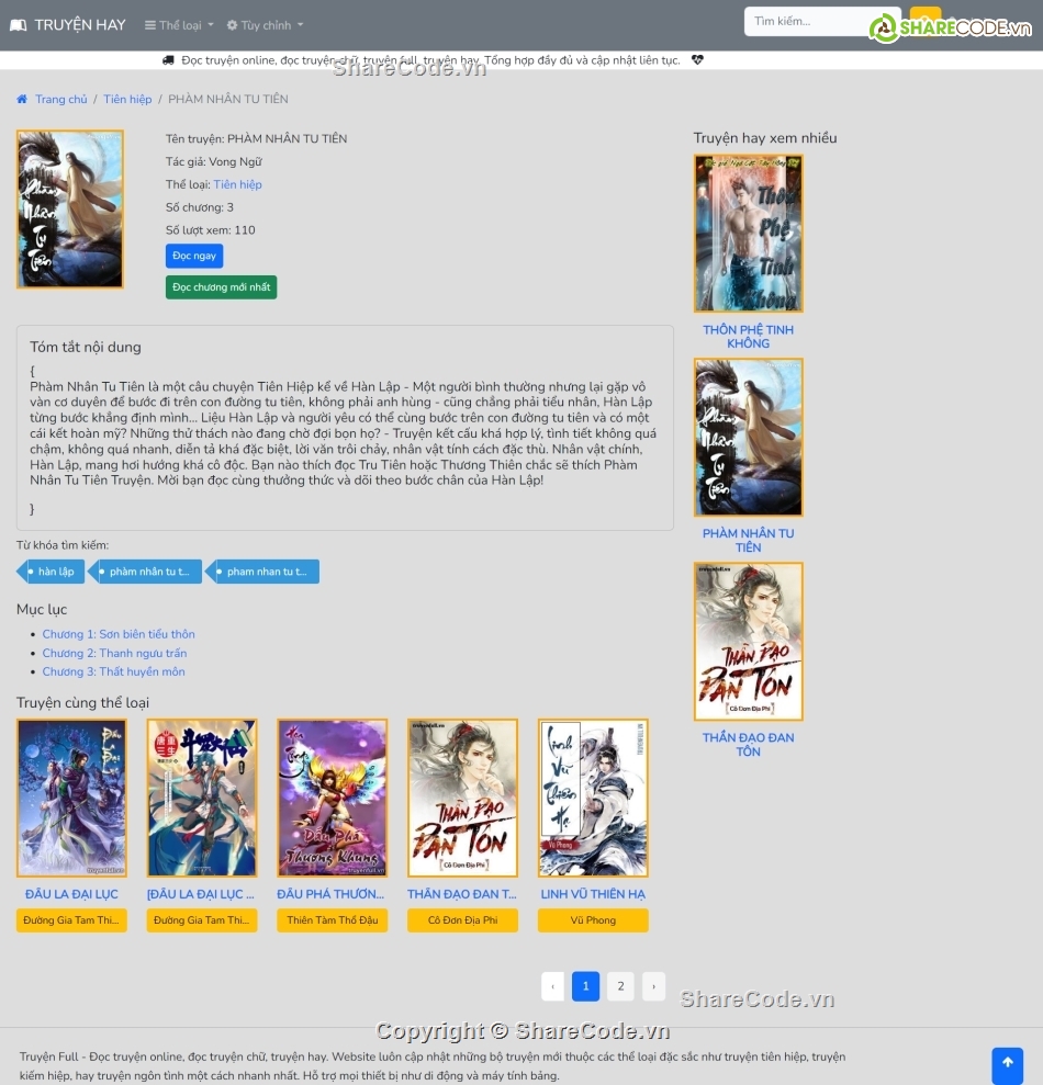 Code Web đọc truyện PHP,soure code web đọc truyện,code web đọc truyện,Web đọc truyện PHP,full báo cáo và slide