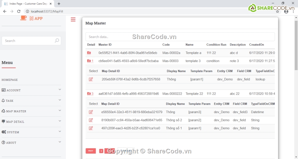 Entity frameword,Quản lý user,Quản lý task,Quản lý Map fill