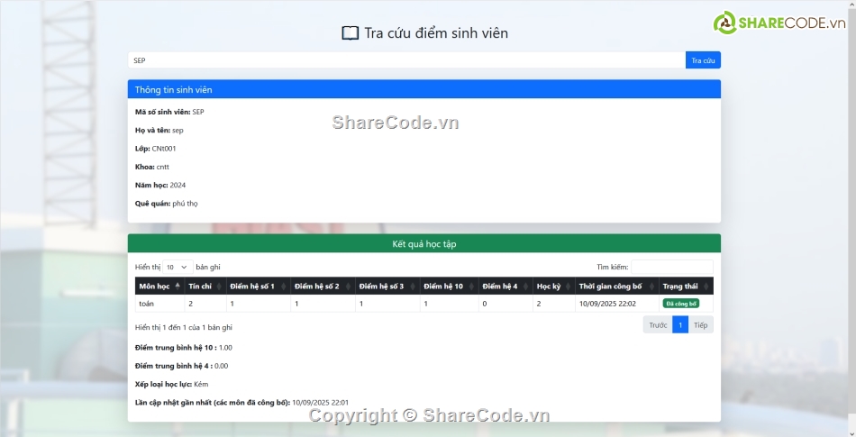 code tra cuu diem sinh vien,tra cứu điểm thi,code quản lý điểm sinh viên,php mysql,WEB PHP MySQL – Hệ thống tra cứu điểm sinh viên