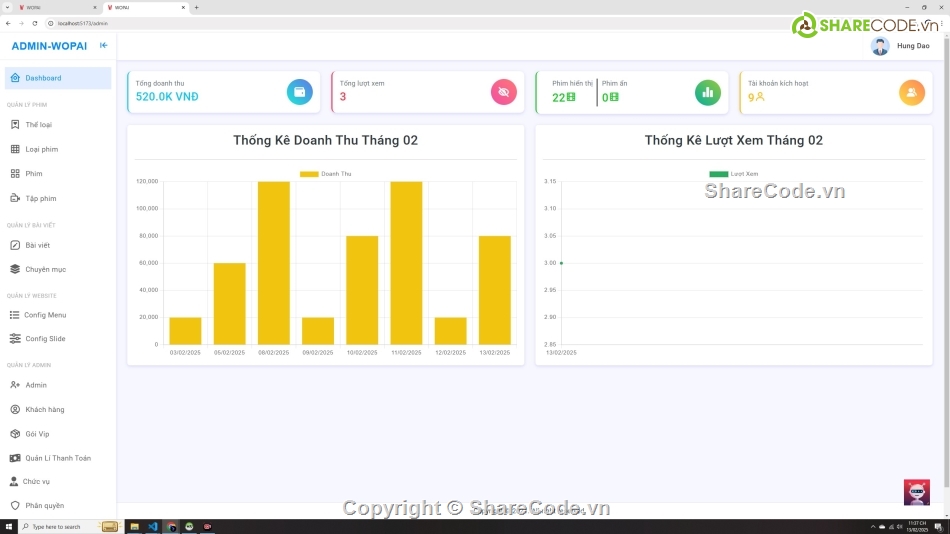 Web xem phim,web thanh toán VietQR,web php