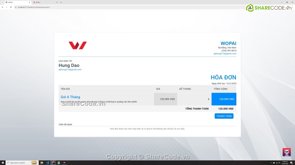 Web xem phim,web thanh toán VietQR,web php