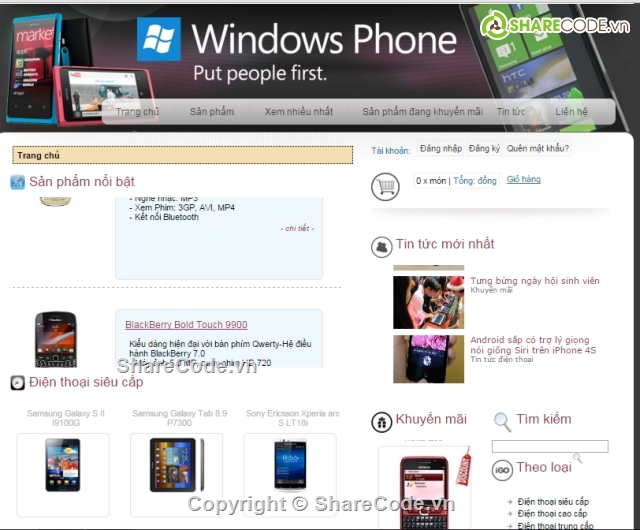 website bán hàng,website bán điện thoại,web bán di động,web bán windowns phone