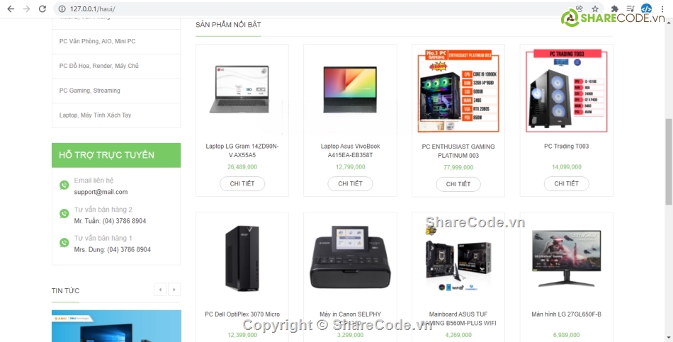 web php,web bán hàng php,đầy đủ chức năng