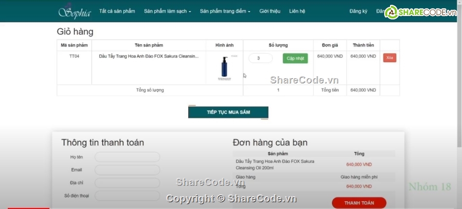 website mỹ phẩm,web mỹ phẩm,full báo cáo