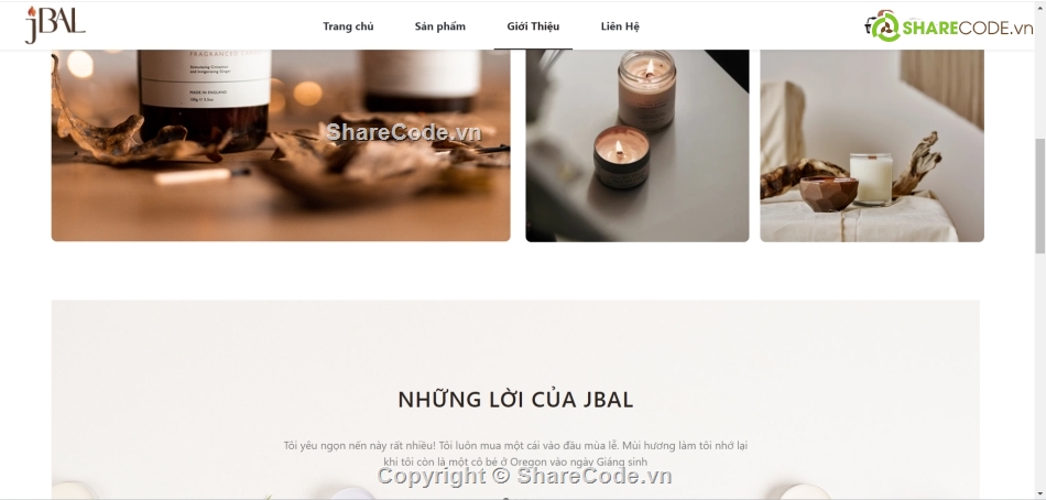 Website bán hàng,hiện đại,nến thơm,đồ án,code quản lý,share full code