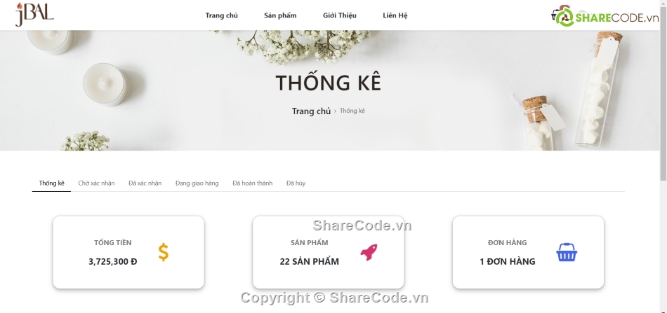 Website bán hàng,hiện đại,nến thơm,đồ án,code quản lý,share full code