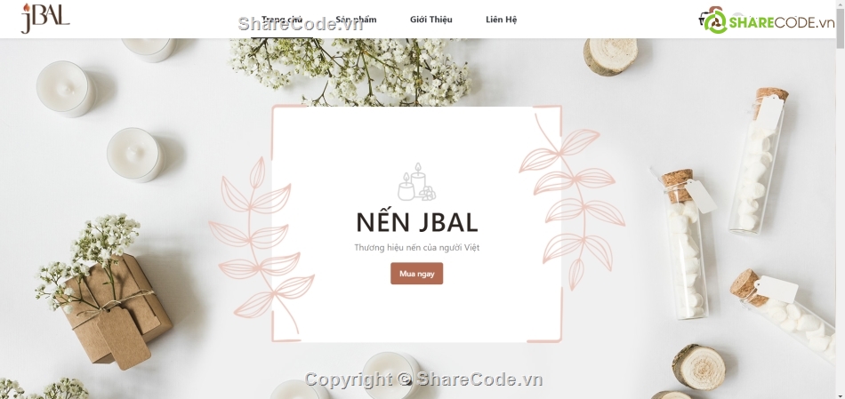 Website bán hàng,hiện đại,nến thơm,đồ án,code quản lý,share full code