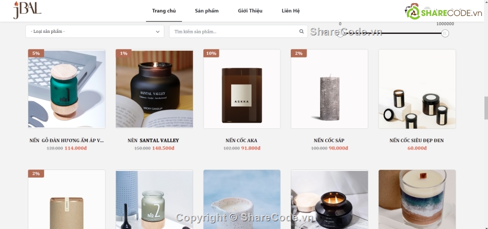 Website bán hàng,hiện đại,nến thơm,đồ án,code quản lý,share full code