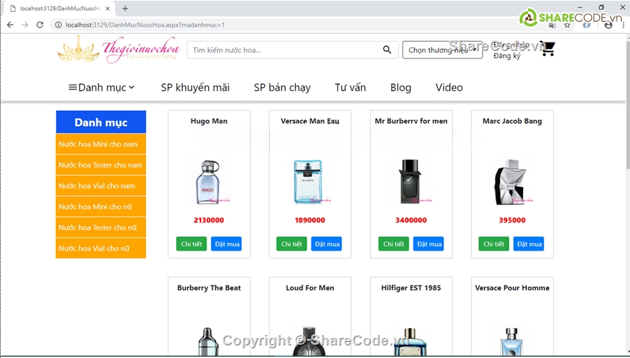 website bán nước hoa,asp,bán website,web bán nước hoa