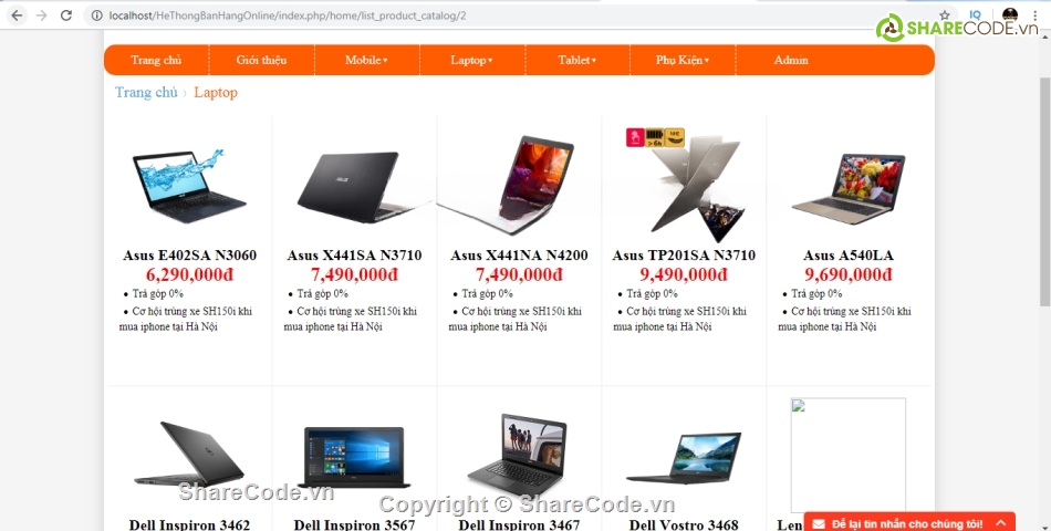 Codeigniter,Code web bán hàng,web bán hàng php