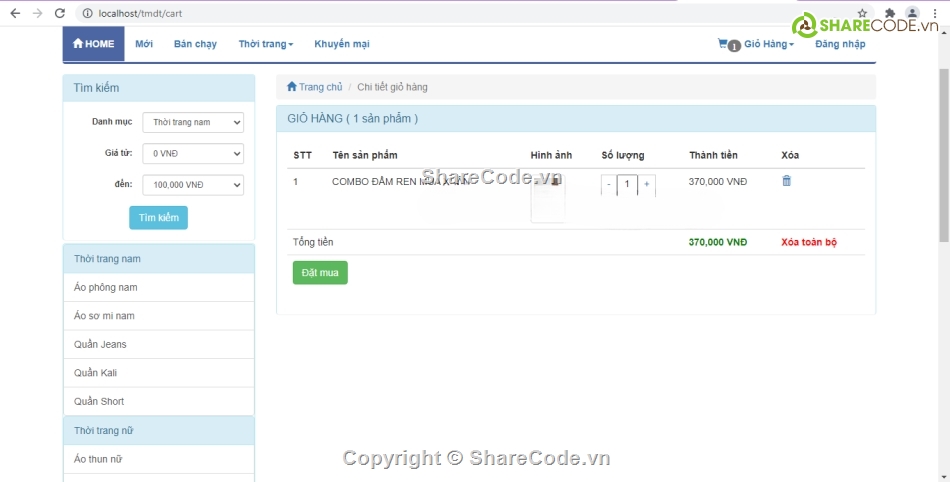 php thuần,web bán quần áo,đầy đủ chức năng