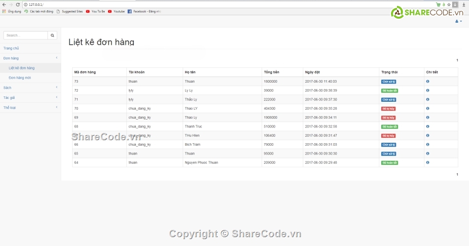 web bán sách,php thuần,giao diện web