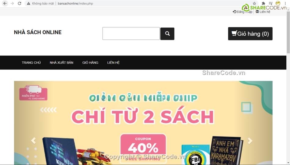 web bán sách,php thuần,đầy đủ chức năng