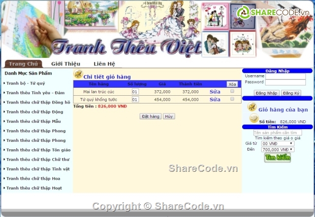 web tranh thêu,web bán tranh theu,web bán tranh ảnh,web bán hàng,web bán tranh