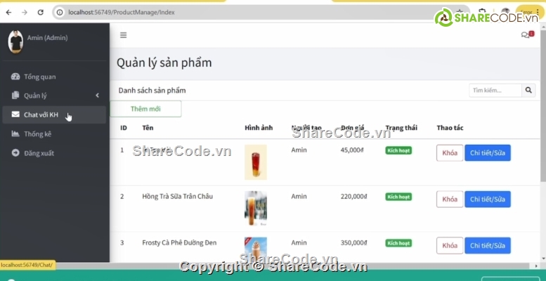 website,web chat,asp.net mvc,bán hàng cafe
