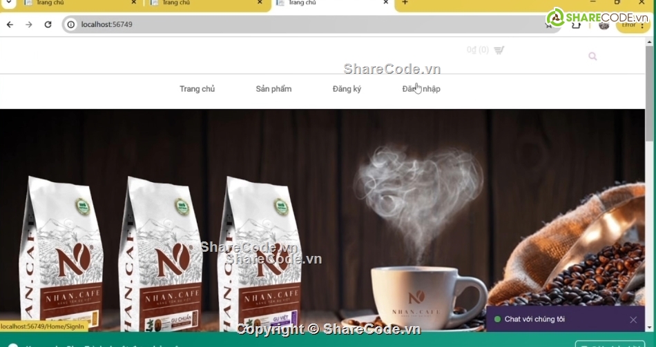 website,web chat,asp.net mvc,bán hàng cafe