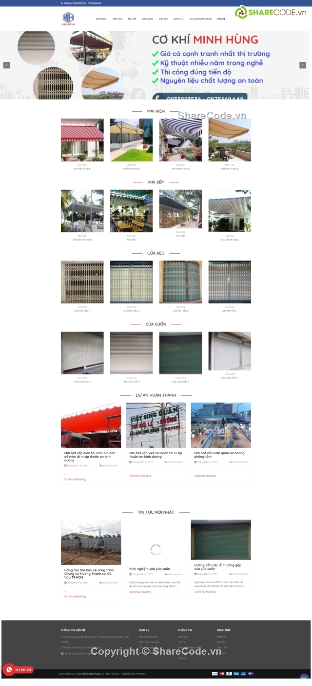 theme wordpress,mái hiên,Web mái hiên che,web cơ khí,web thi công