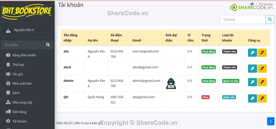 Source code web,Web bán hàng,Code phần mềm quản lý,Code PHP,bán sách,nhà sách