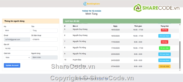 code đồ án đặt lịch khám bệnh,nodejs,reactjs,mysql,xampp,postgres