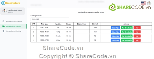 code đồ án đặt lịch khám bệnh,nodejs,reactjs,mysql,xampp,postgres
