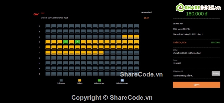 Đặt vé xem film,Đặt vé online,NodeJS